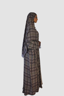 Espresso Plaid Lace Abaya